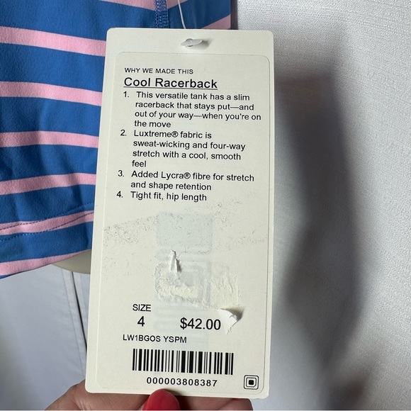 New Lululemon Blue Pink Stripe Cool Racerback Tank Top 4 Barbie Nautical Workout - Picture 2 of 8
